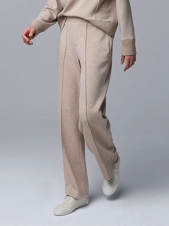 Simply Vera Vera Wang Taupe Knit Wide-Leg Pants Women L - Picture 1 of 6